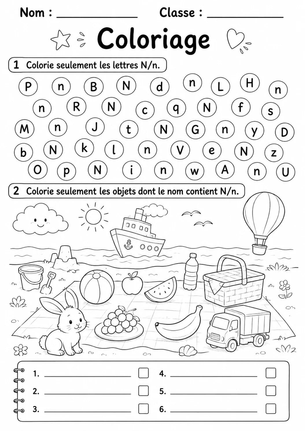French Letter N Phonics Worksheets Pack page 8 printable worksheet preview
