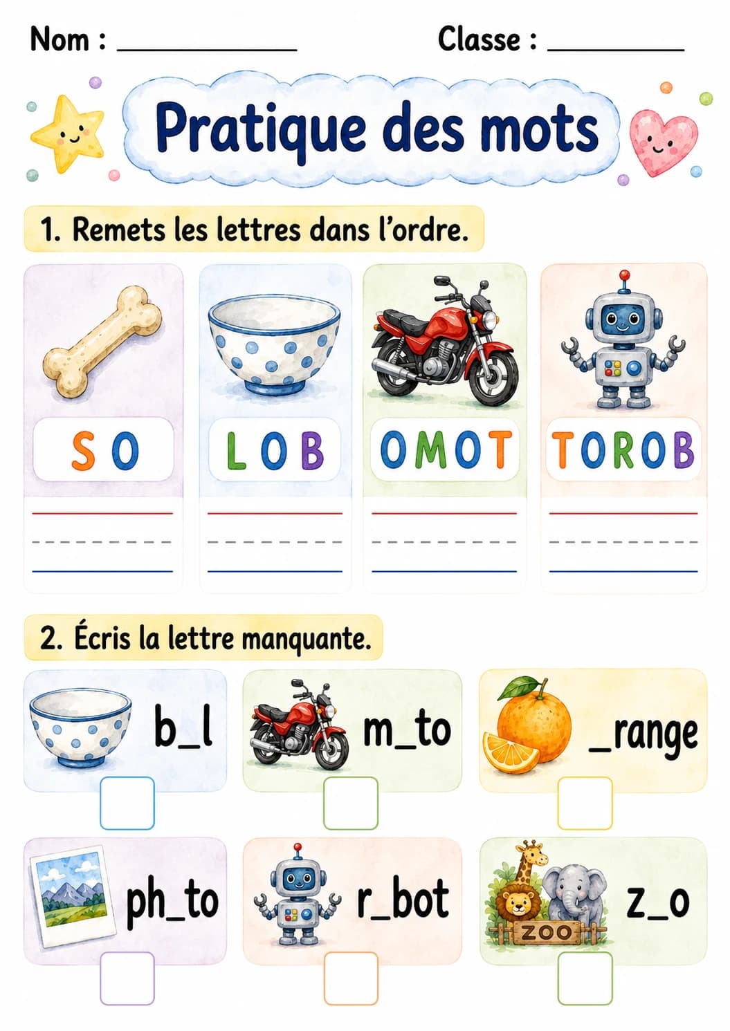 French Letter O Phonics Worksheets Pack page 9 printable worksheet preview