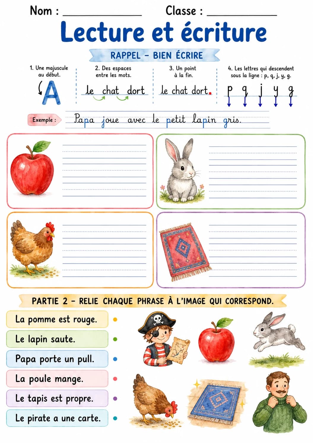French Letter P Phonics Worksheets Pack page 4 printable worksheet preview