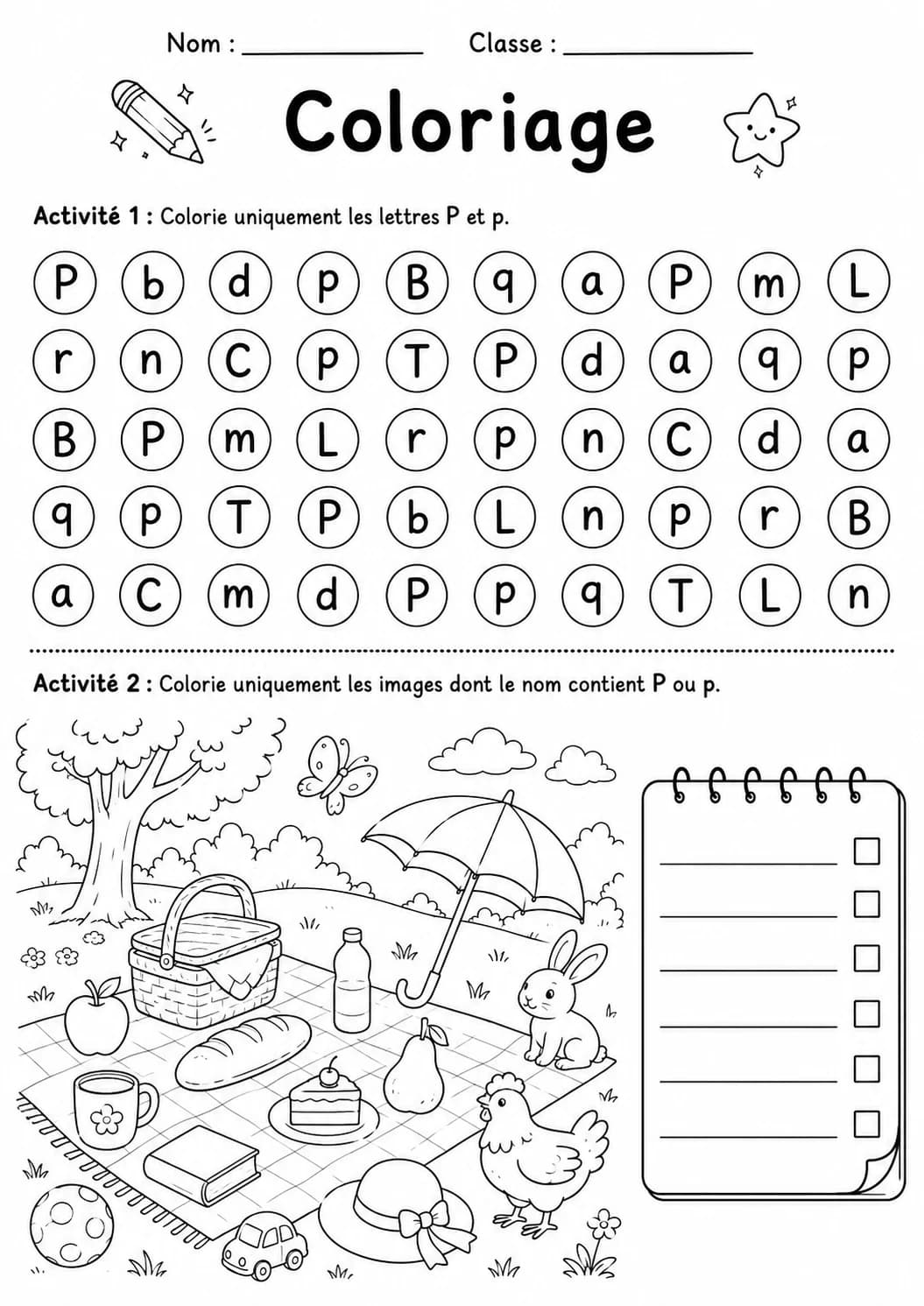 French Letter P Phonics Worksheets Pack page 7 printable worksheet preview