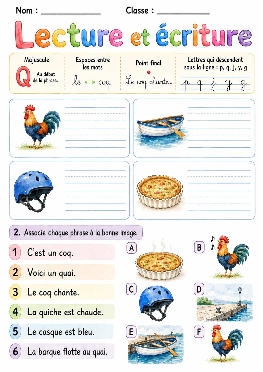 French Letter Q Phonics Worksheets Pack page 2 printable worksheet preview