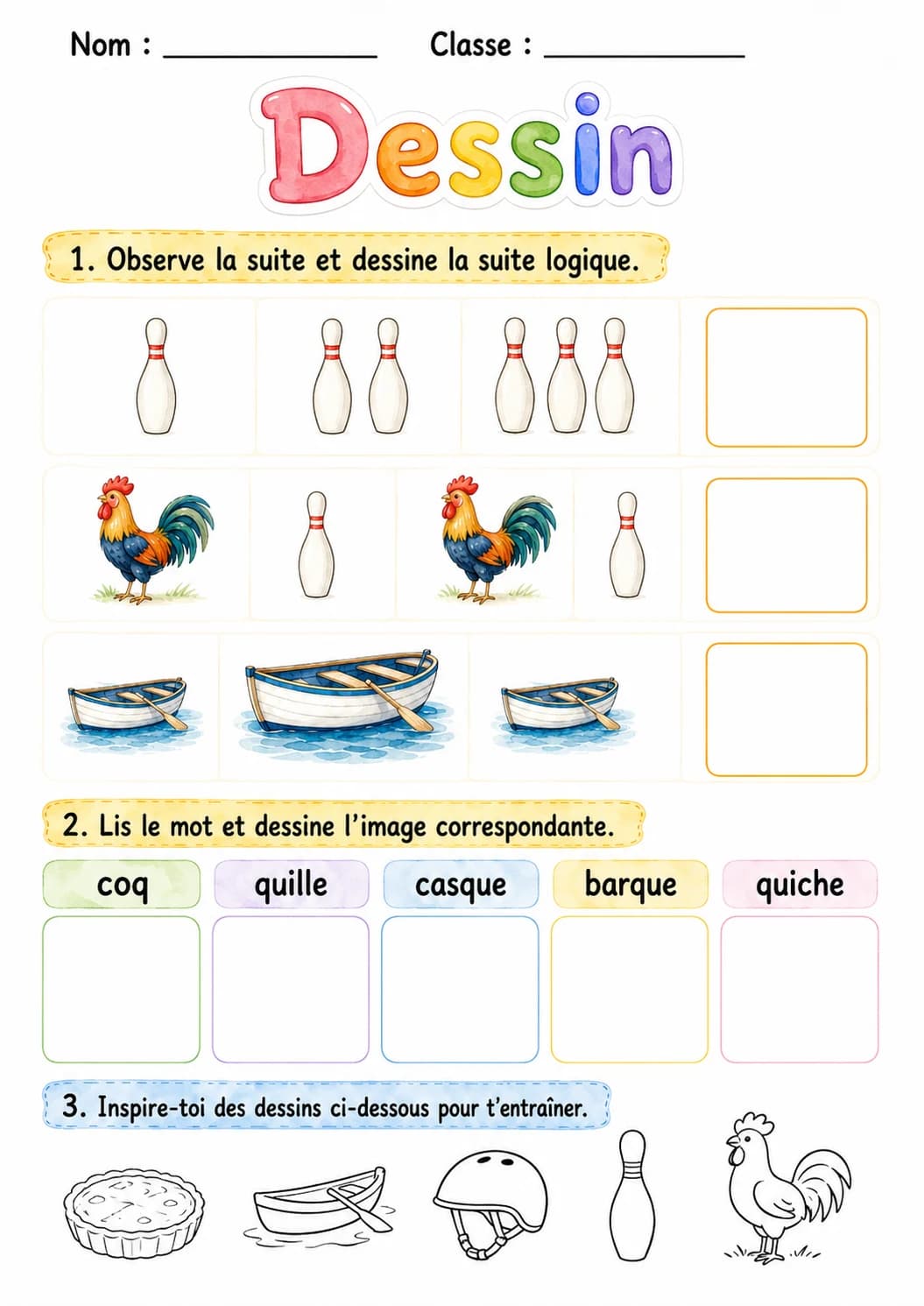 French Letter Q Phonics Worksheets Pack page 3 printable worksheet preview