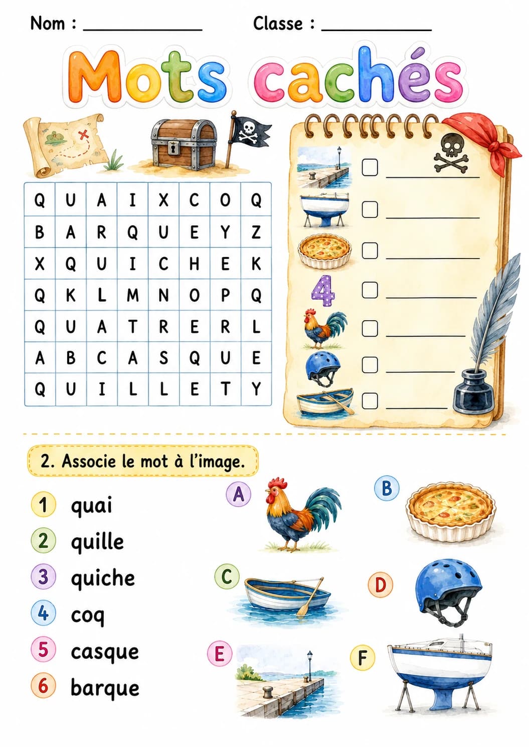 French Letter Q Phonics Worksheets Pack page 4 printable worksheet preview