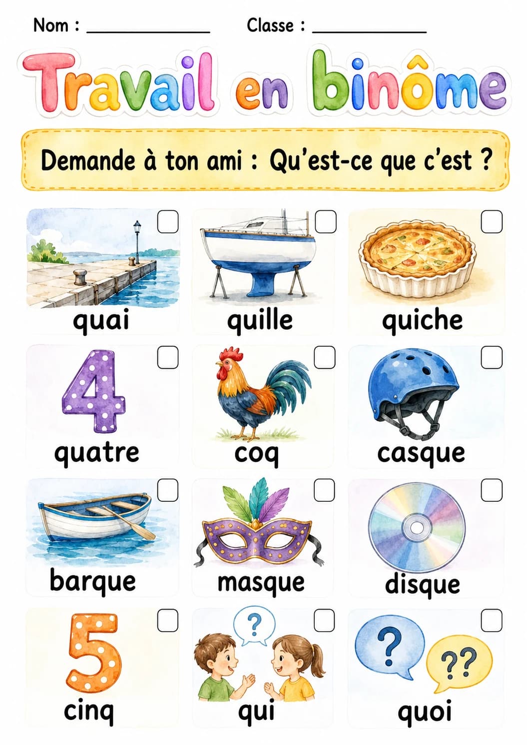 French Letter Q Phonics Worksheets Pack page 5 printable worksheet preview