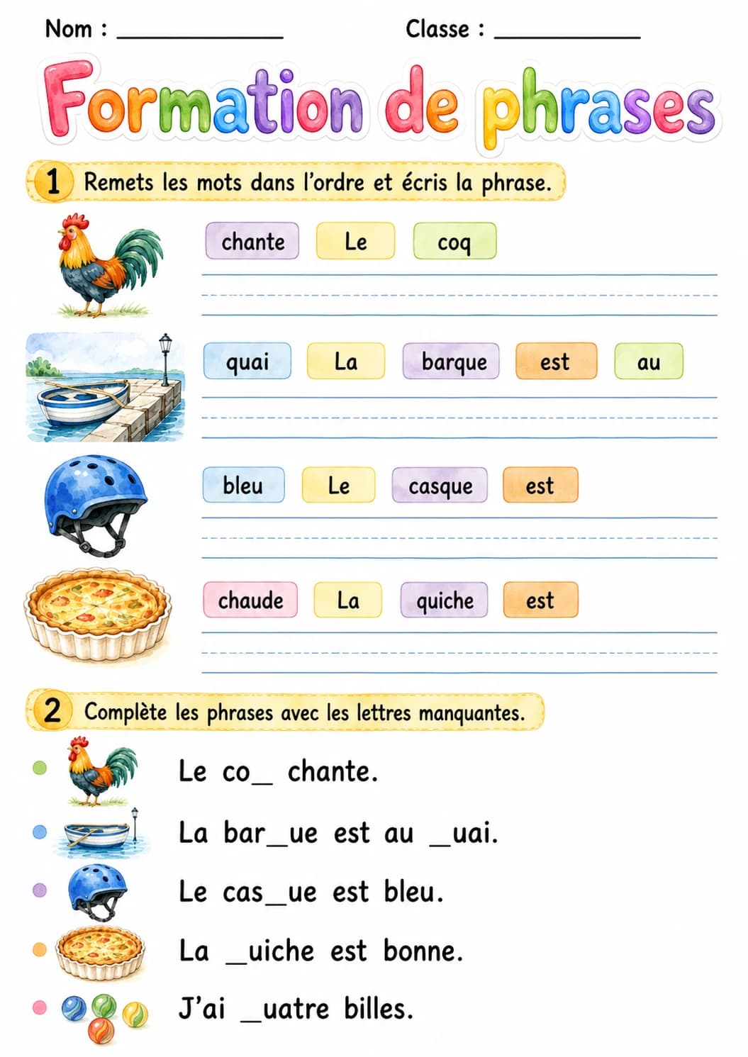 French Letter Q Phonics Worksheets Pack page 10 printable worksheet preview