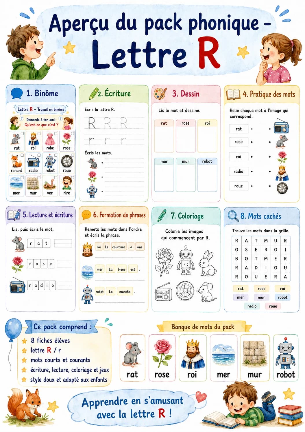 French Letter R Phonics Worksheets Pack page 2 printable worksheet preview