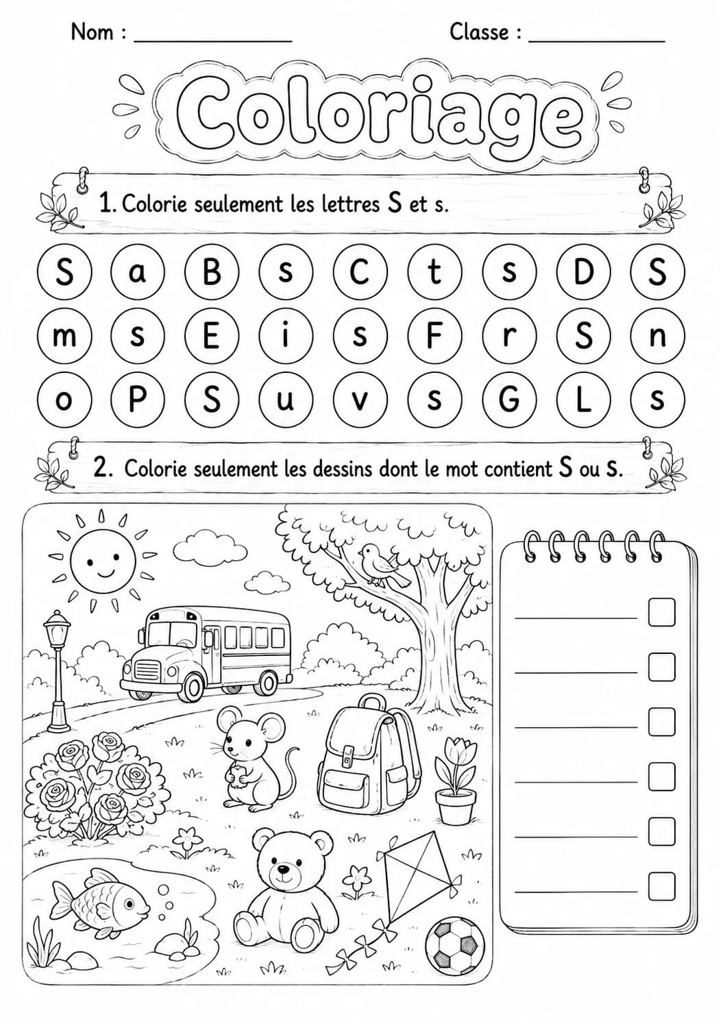 French Letter S Phonics Worksheets Pack page 6 printable worksheet preview