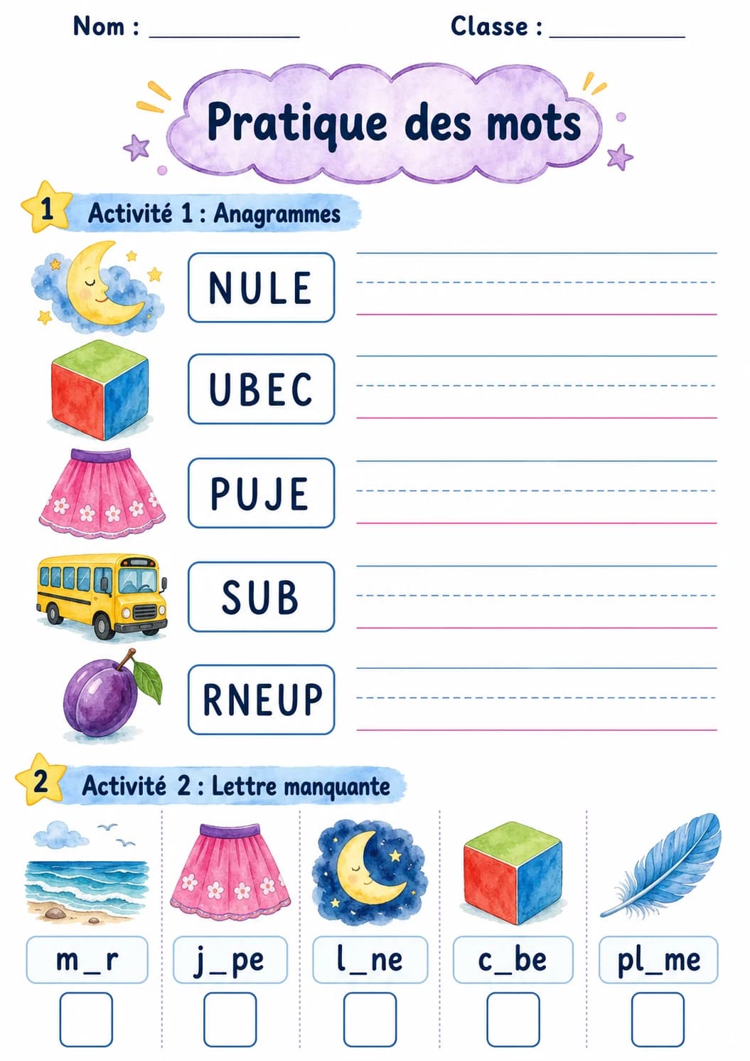 French Letter U Phonics Worksheets Pack page 3 printable worksheet preview