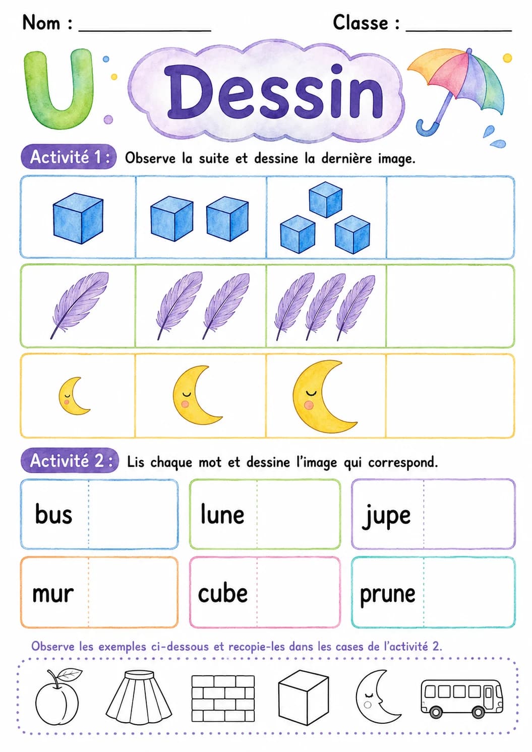 French Letter U Phonics Worksheets Pack page 10 printable worksheet preview