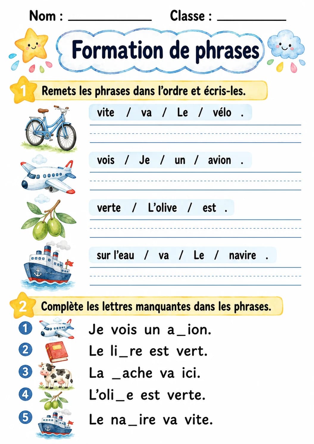 French Letter V Phonics Worksheets Pack page 4 printable worksheet preview