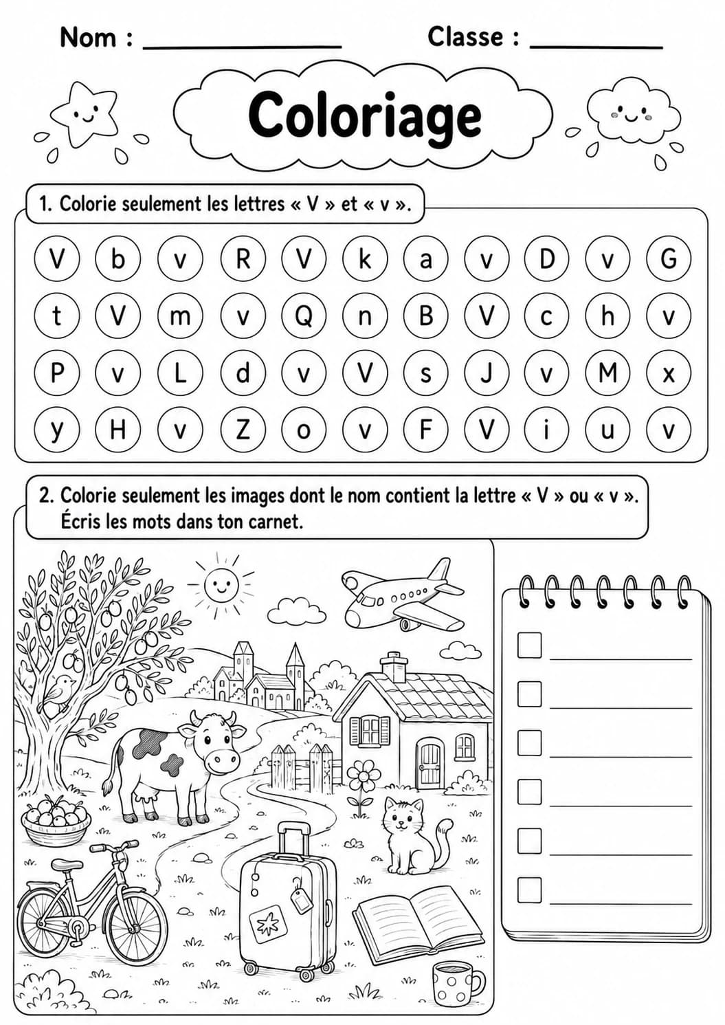 French Letter V Phonics Worksheets Pack page 9 printable worksheet preview