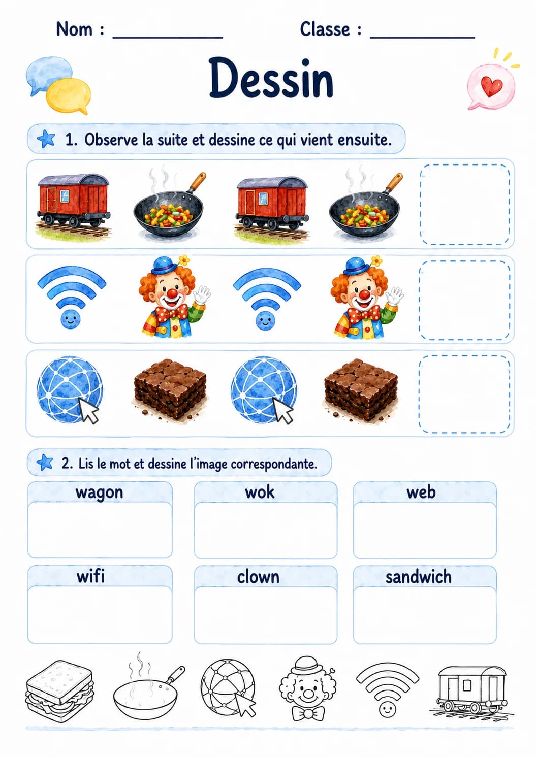 French Letter W Phonics Worksheets Pack page 10 printable worksheet preview