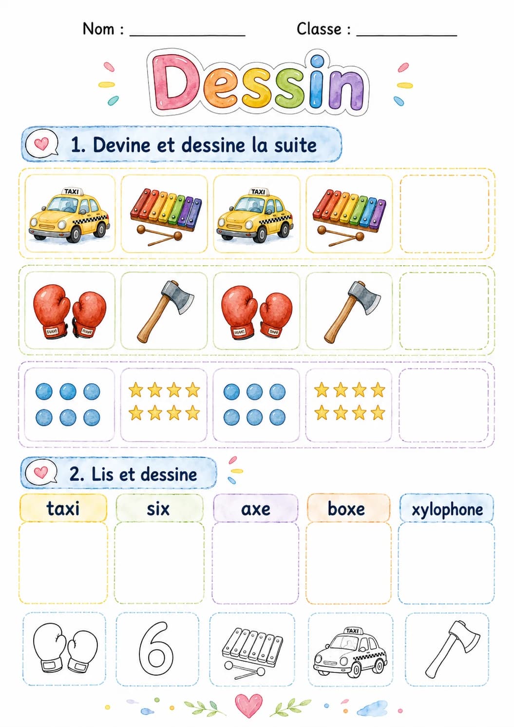 French Letter X Phonics Worksheets Pack page 3 printable worksheet preview