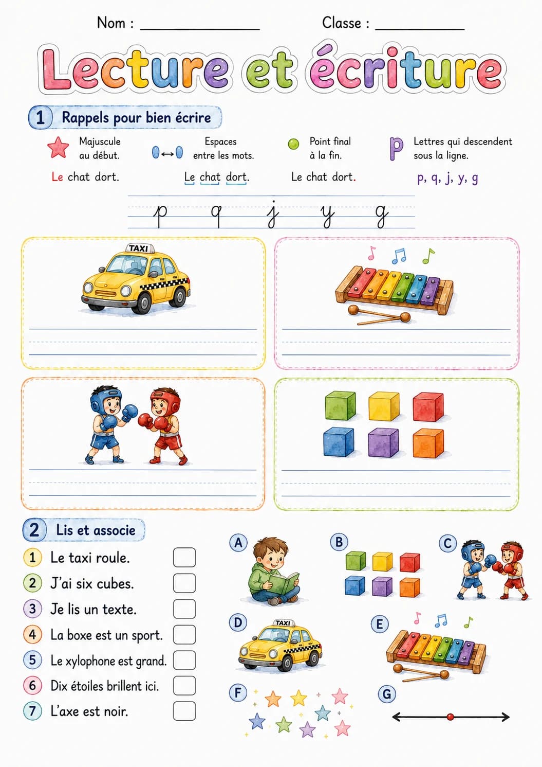 French Letter X Phonics Worksheets Pack page 7 printable worksheet preview