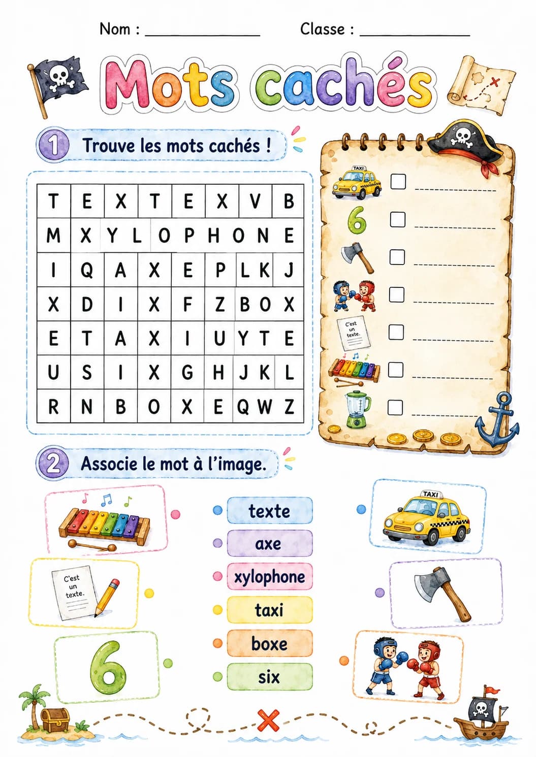 French Letter X Phonics Worksheets Pack page 10 printable worksheet preview