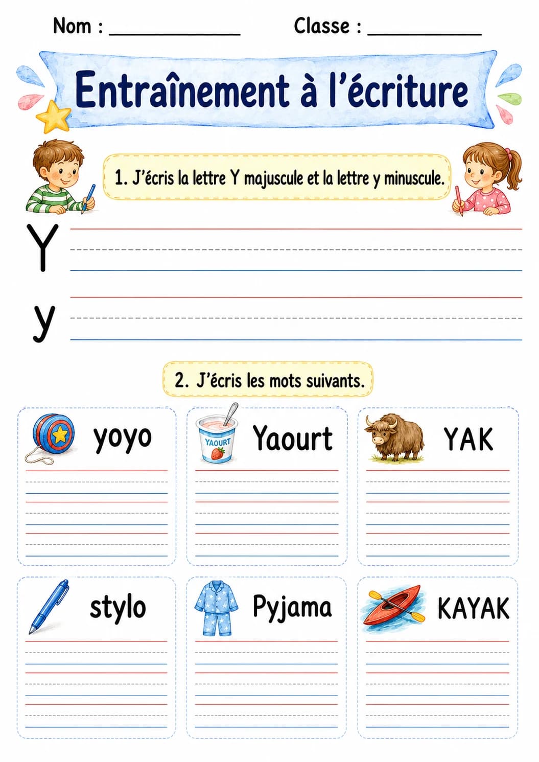 French Letter Y Phonics Worksheets Pack page 3 printable worksheet preview