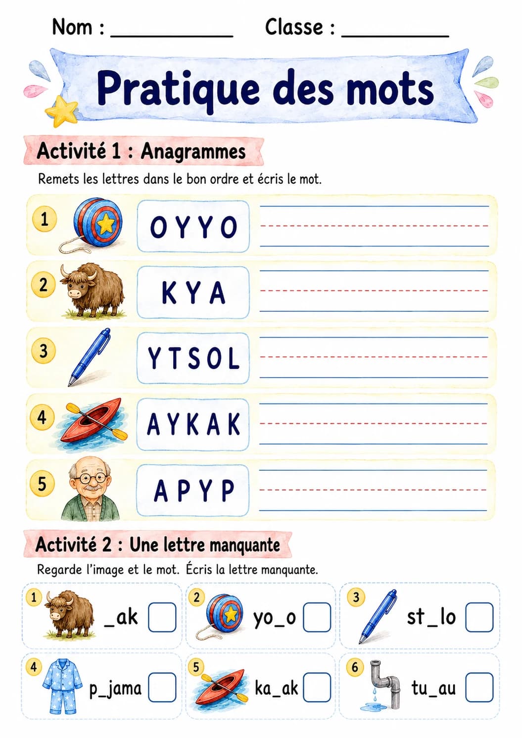 French Letter Y Phonics Worksheets Pack page 4 printable worksheet preview