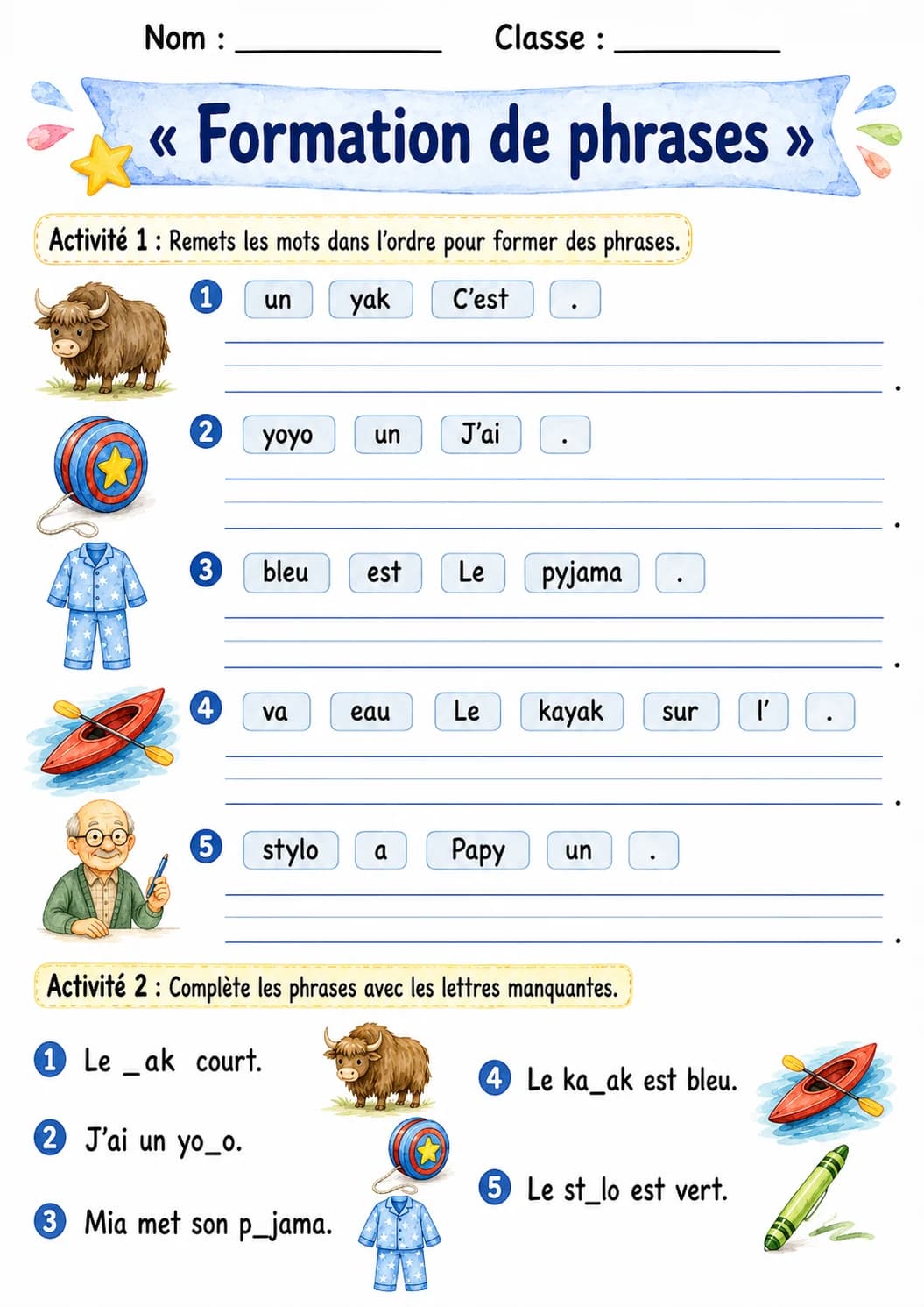French Letter Y Phonics Worksheets Pack page 7 printable worksheet preview