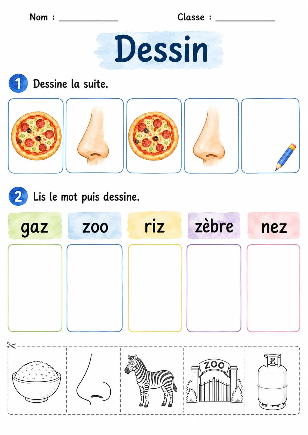 French Letter Z Phonics Worksheets Pack page 6 printable worksheet preview