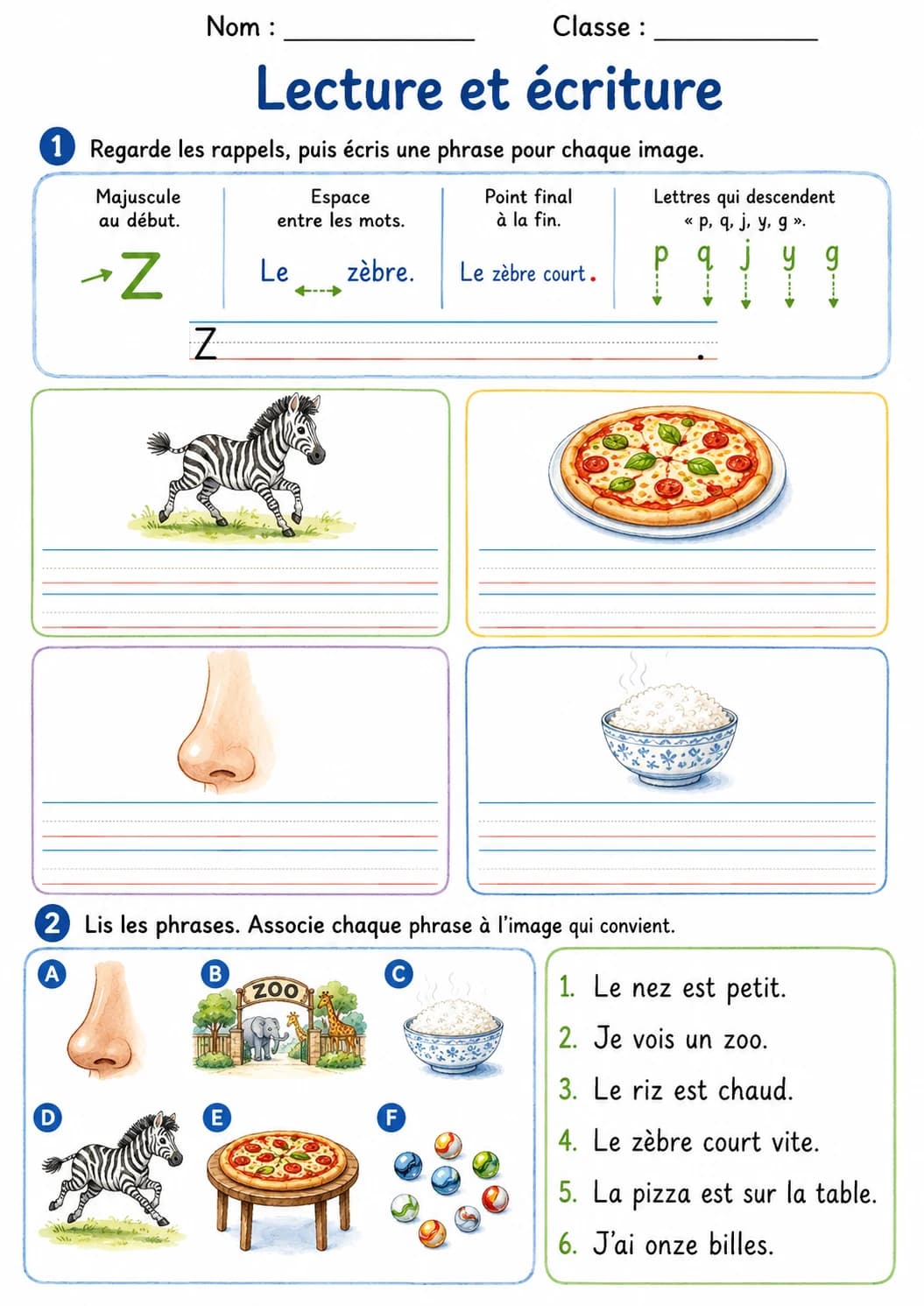 French Letter Z Phonics Worksheets Pack page 7 printable worksheet preview