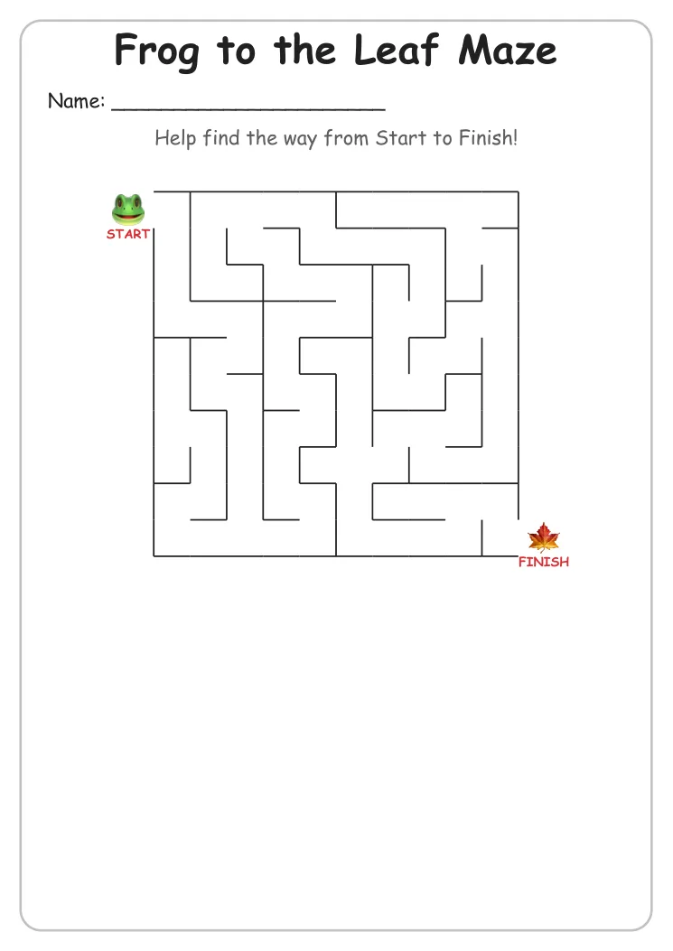 Frog to the Leaf maze for Grade 1