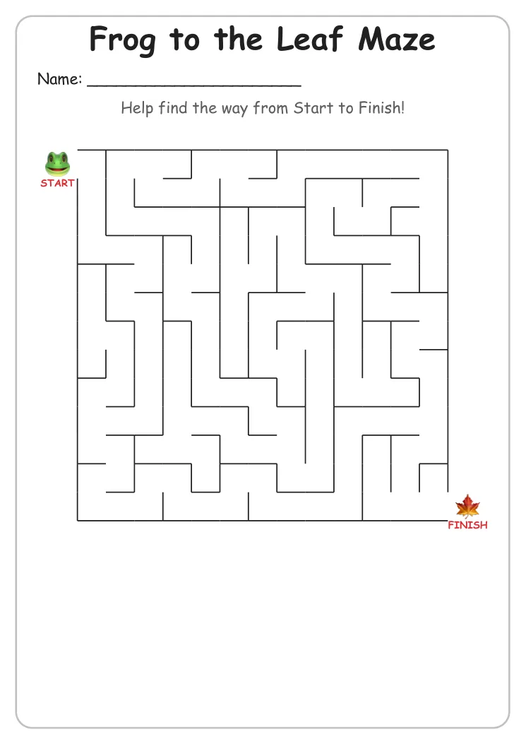 Frog to the Leaf maze for Grade 2