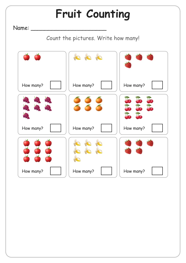 Fruit Counting to 10 (Kindergarten)