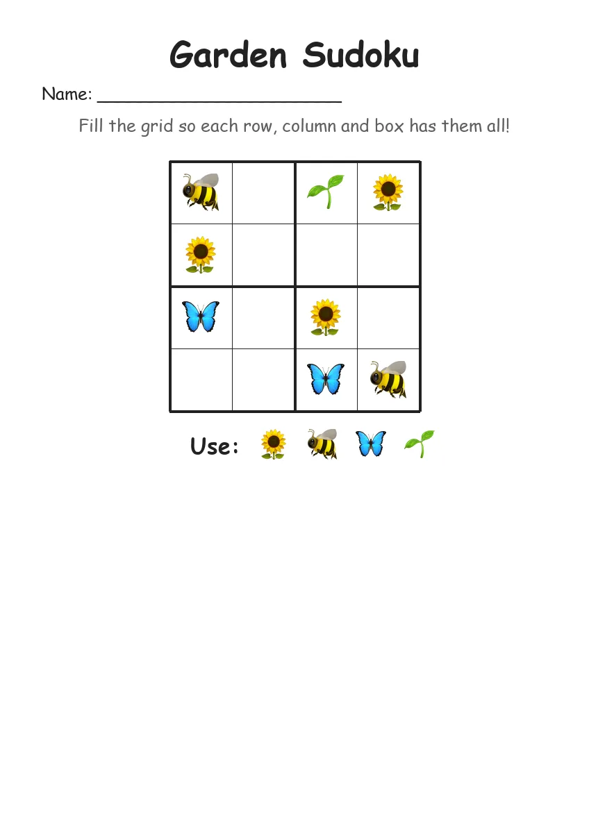 Garden Sudoku 4x4 (Kindergarten)