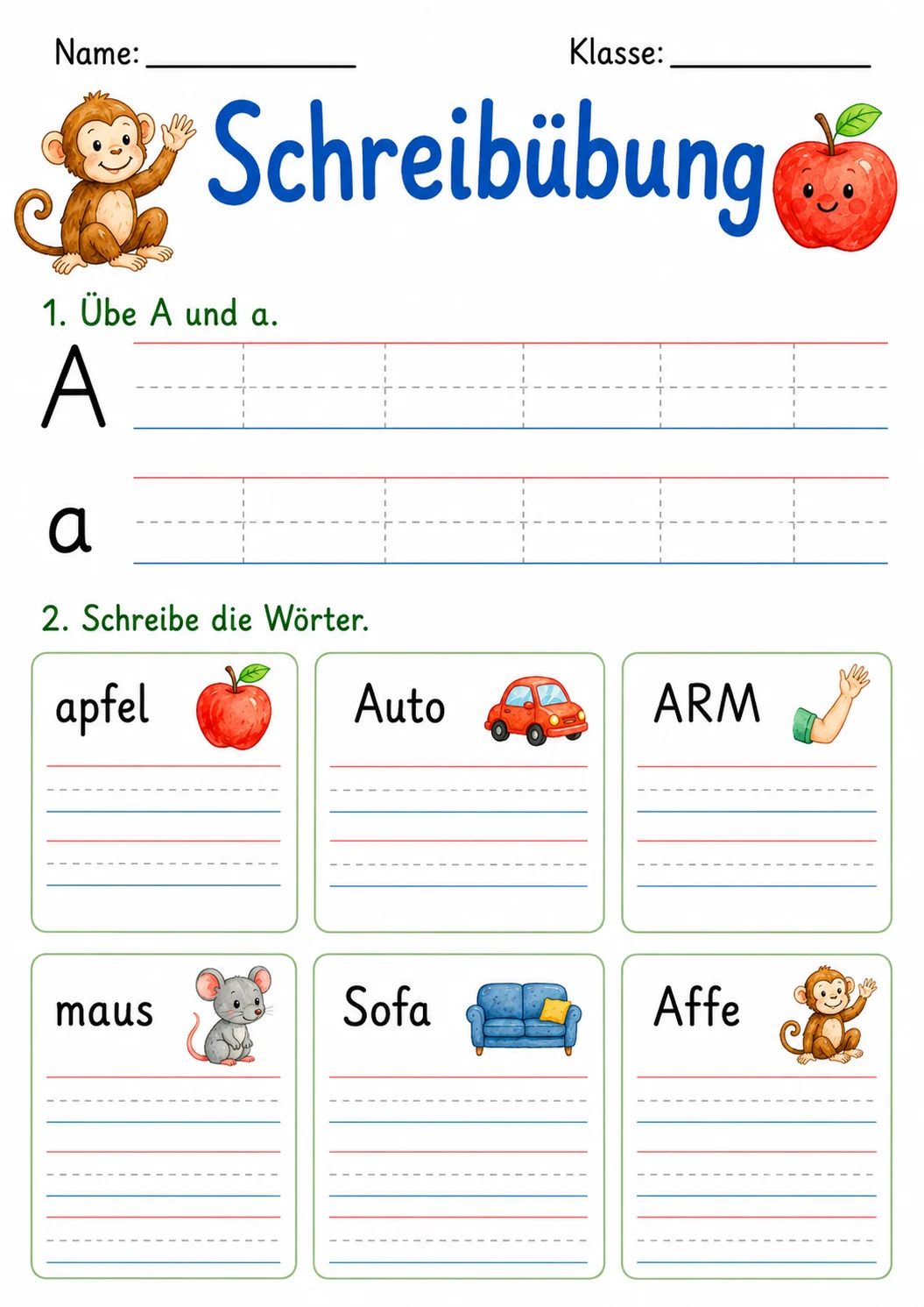 German Letter A Phonics Worksheets Pack page 4 printable worksheet preview