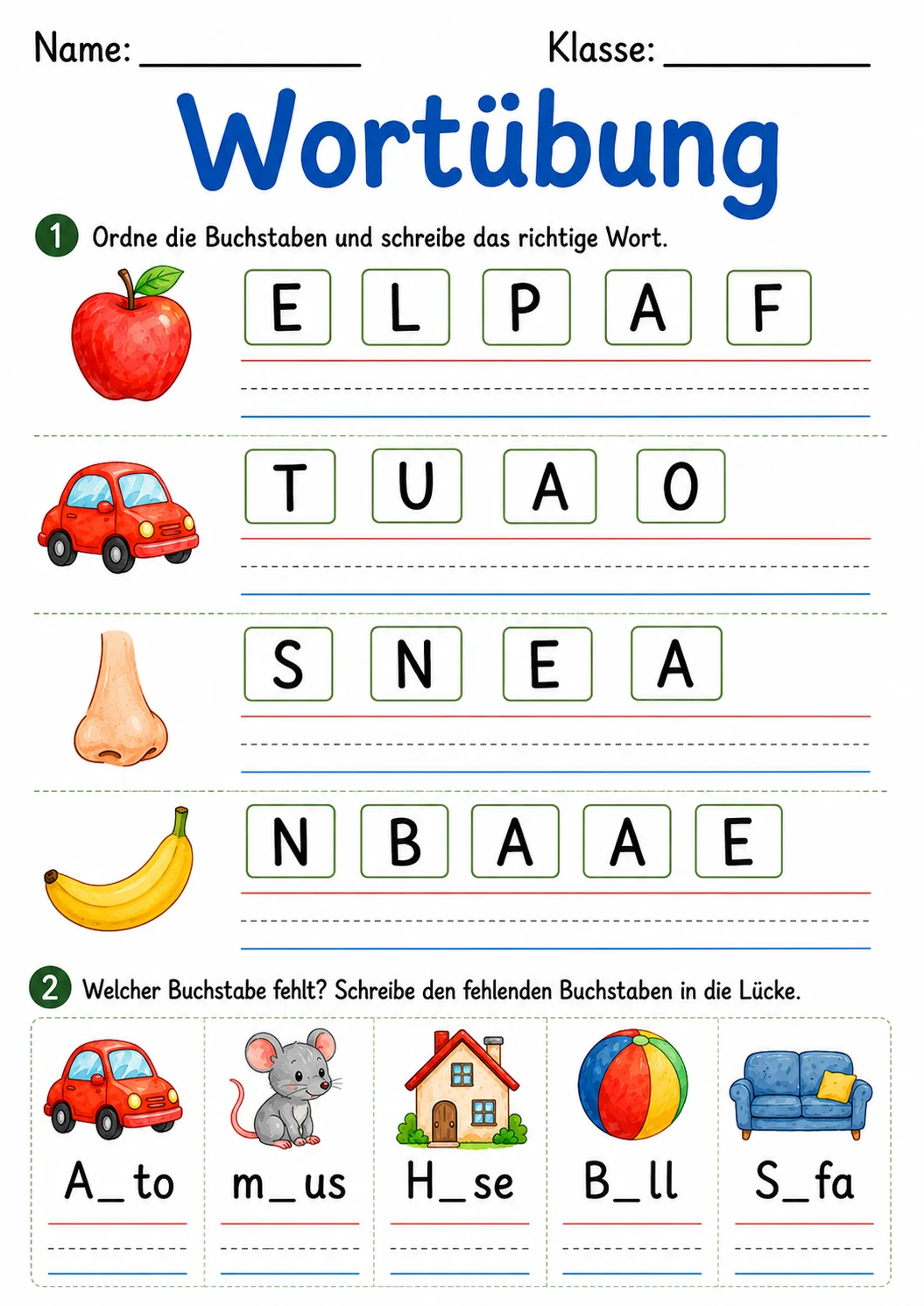 German Letter A Phonics Worksheets Pack page 6 printable worksheet preview