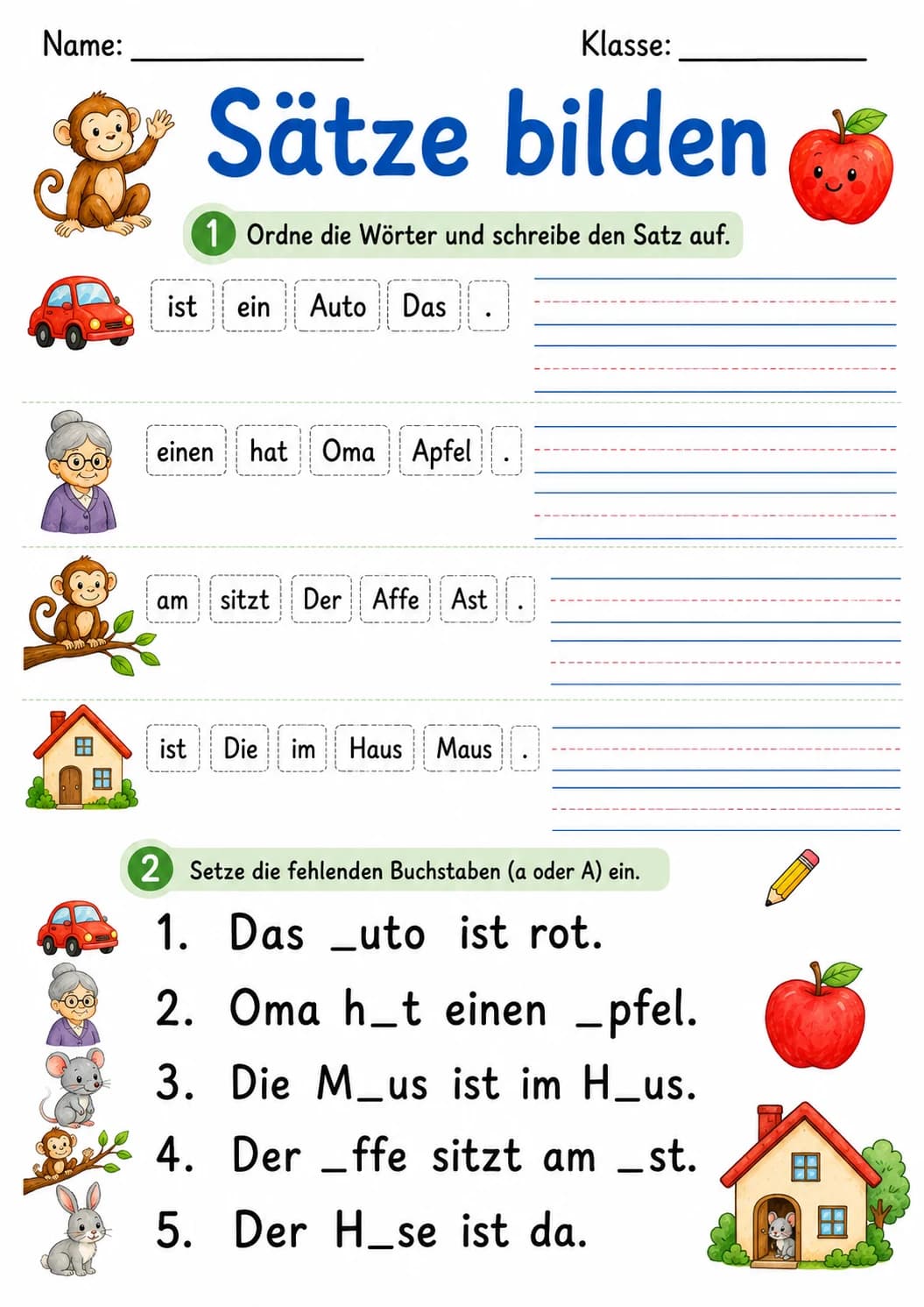 German Letter A Phonics Worksheets Pack page 8 printable worksheet preview