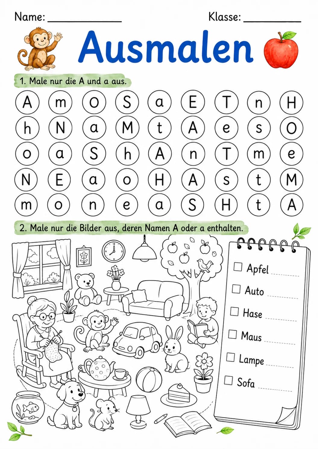 German Letter A Phonics Worksheets Pack page 9 printable worksheet preview