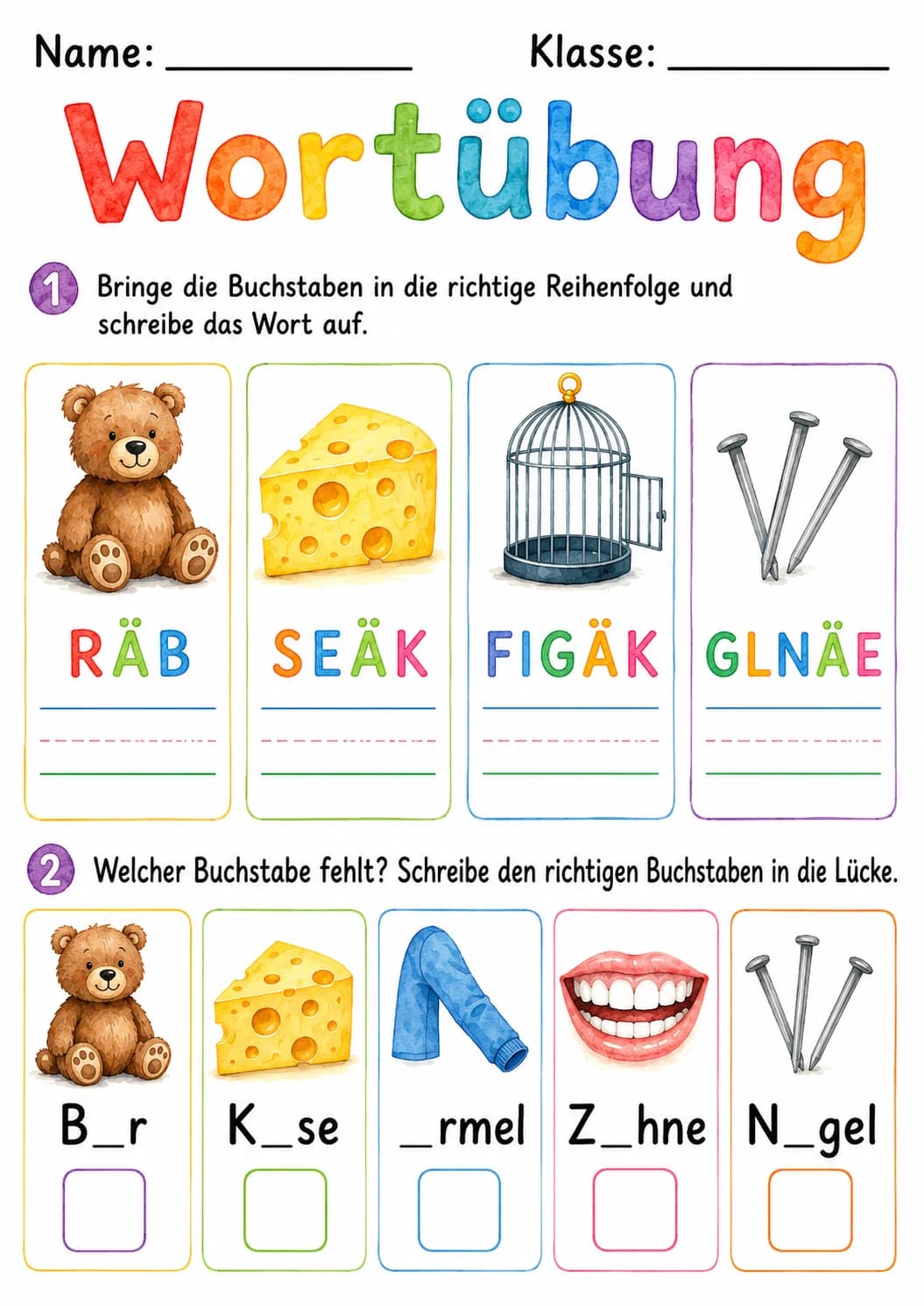 German Letter A Umlaut Phonics Worksheets Pack page 4 printable worksheet preview