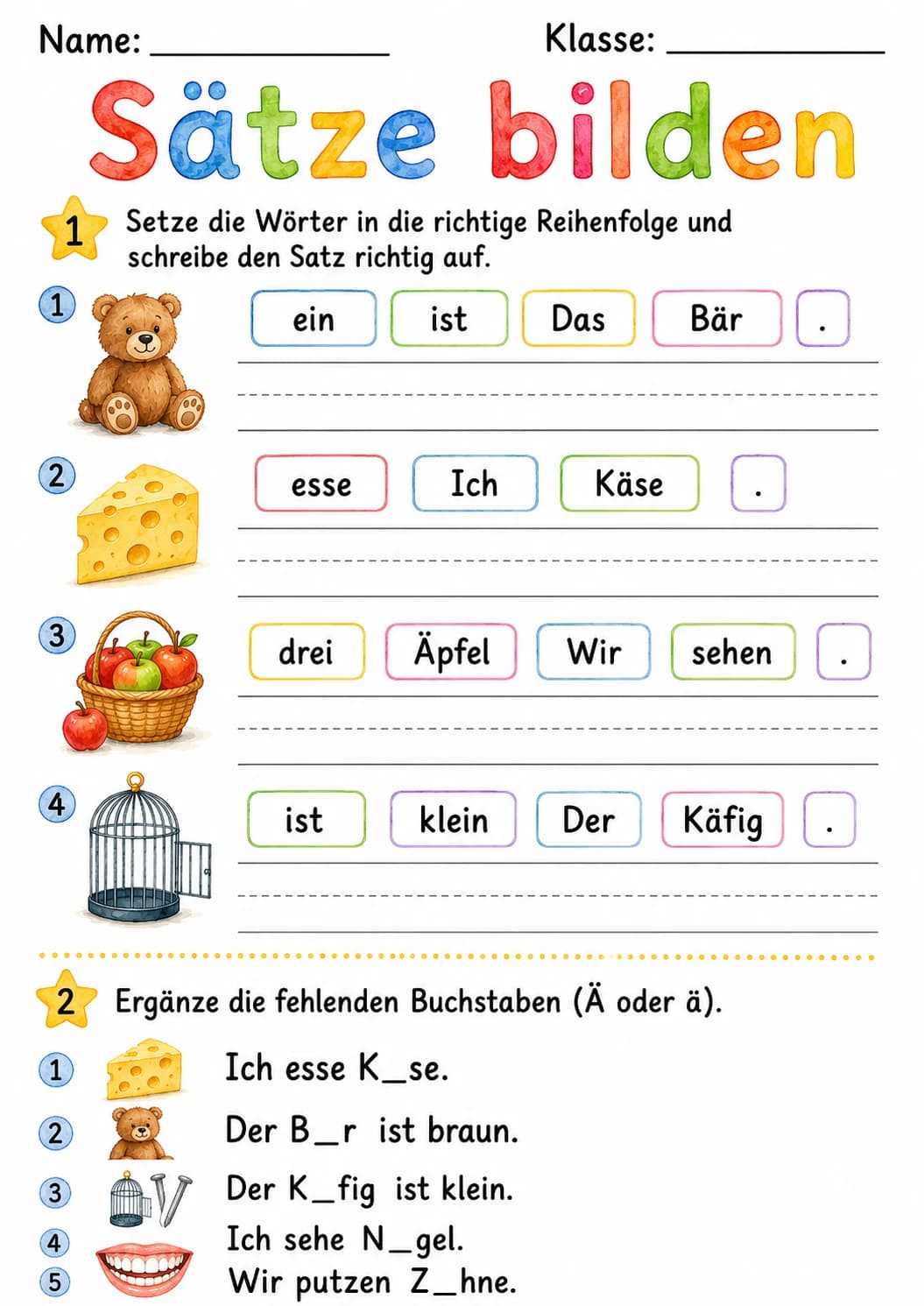 German Letter A Umlaut Phonics Worksheets Pack page 6 printable worksheet preview