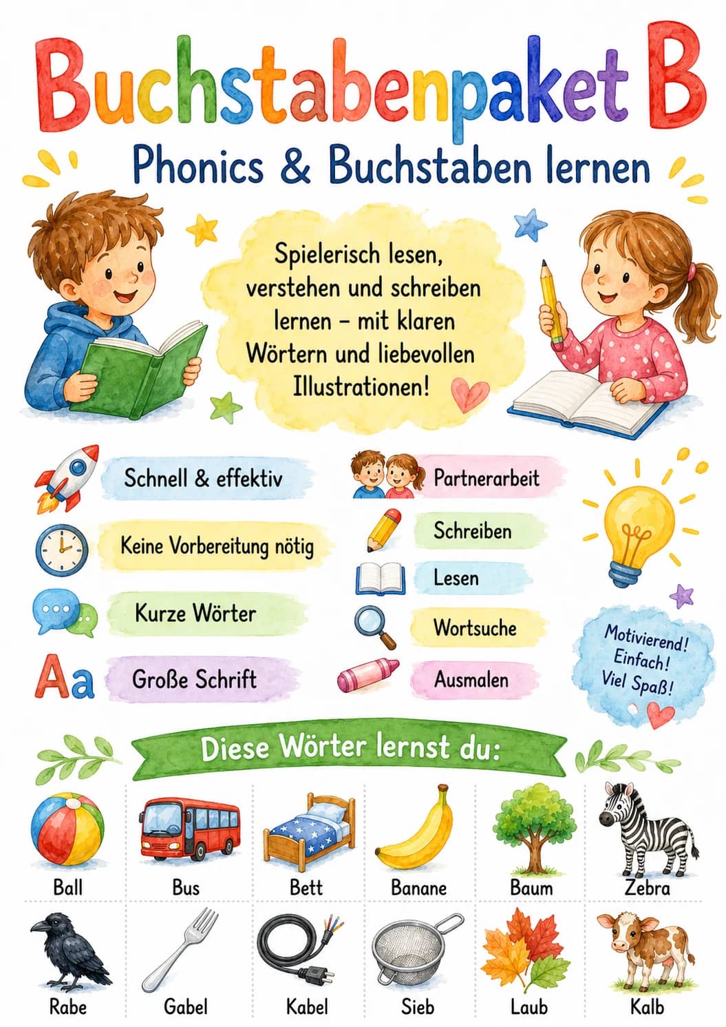German Letter B Phonics Worksheets Pack printable worksheet pack preview from KiwiBee
