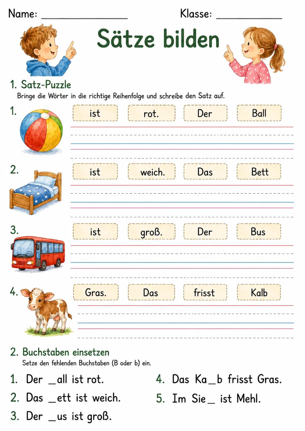 German Letter B Phonics Worksheets Pack page 2 printable worksheet preview