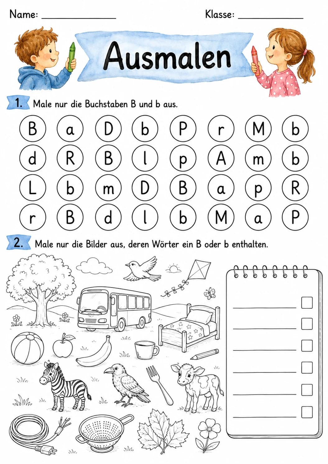 German Letter B Phonics Worksheets Pack page 4 printable worksheet preview