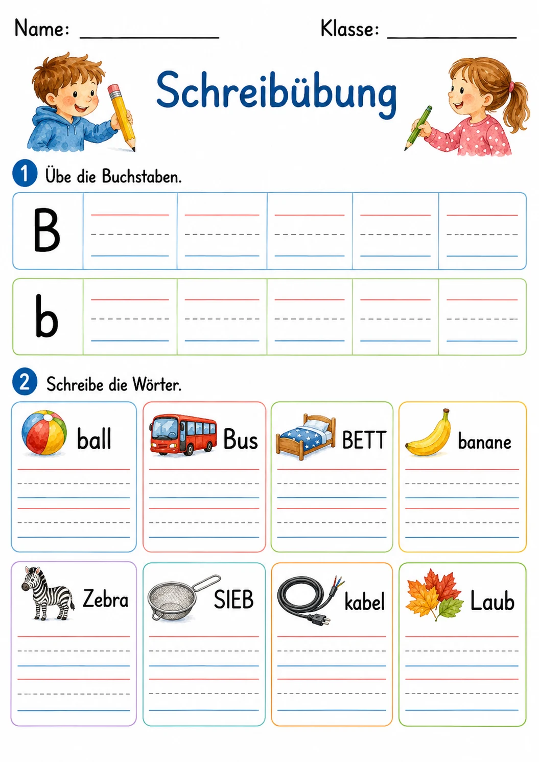 German Letter B Phonics Worksheets Pack page 8 printable worksheet preview