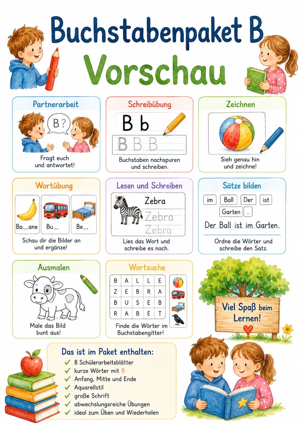 German Letter B Phonics Worksheets Pack page 9 printable worksheet preview