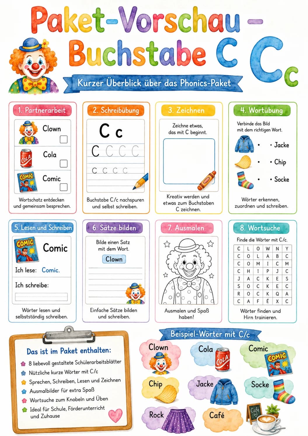 German Letter C Phonics Worksheets Pack page 2 printable worksheet preview