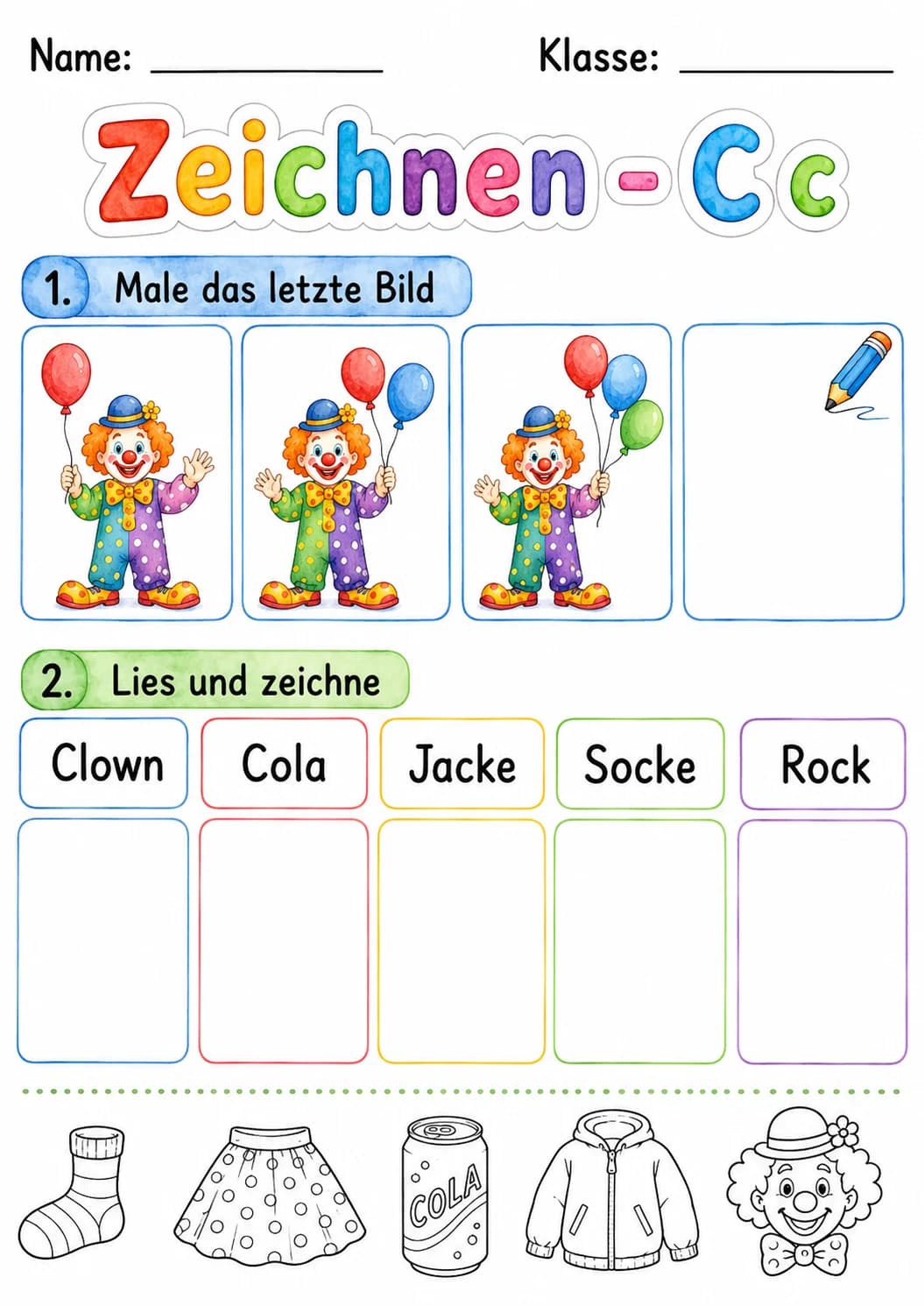 German Letter C Phonics Worksheets Pack page 6 printable worksheet preview