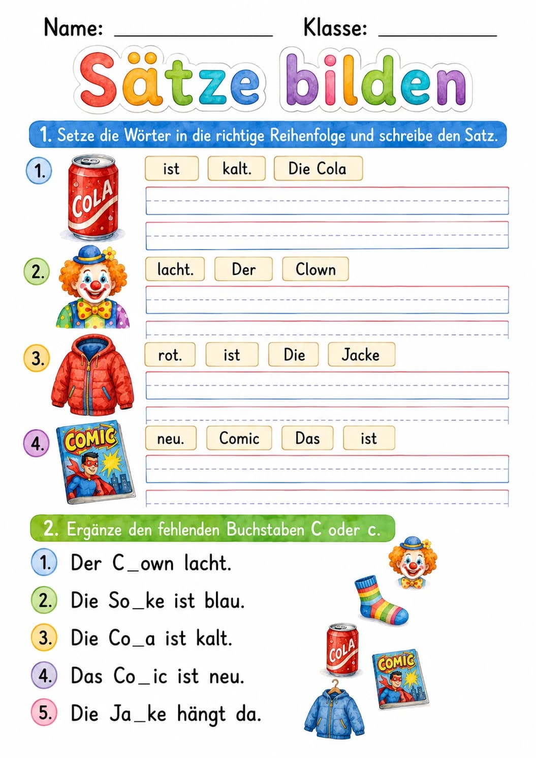German Letter C Phonics Worksheets Pack page 8 printable worksheet preview