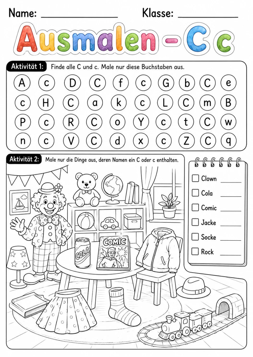 German Letter C Phonics Worksheets Pack page 9 printable worksheet preview