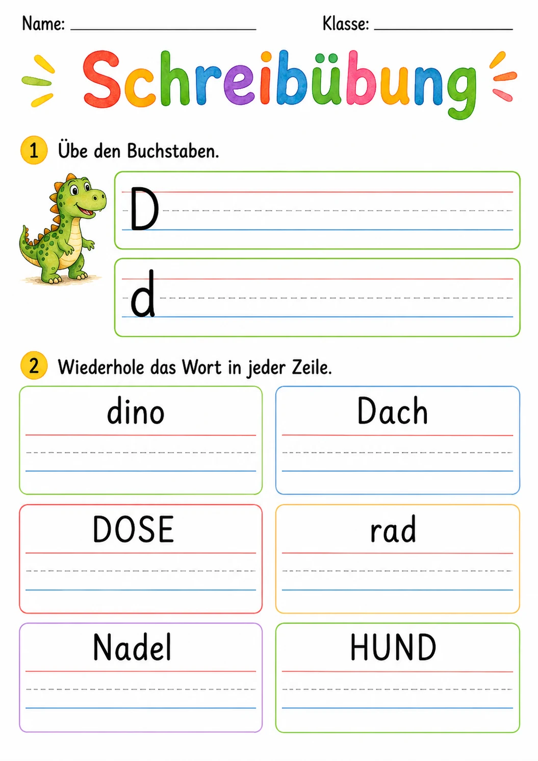 German Letter D Phonics Worksheets Pack page 6 printable worksheet preview