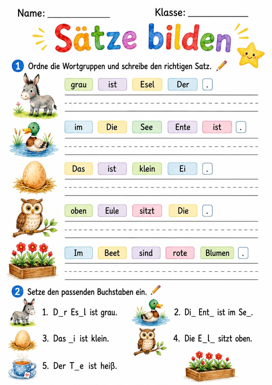 German Letter E Phonics Worksheets Pack page 4 printable worksheet preview