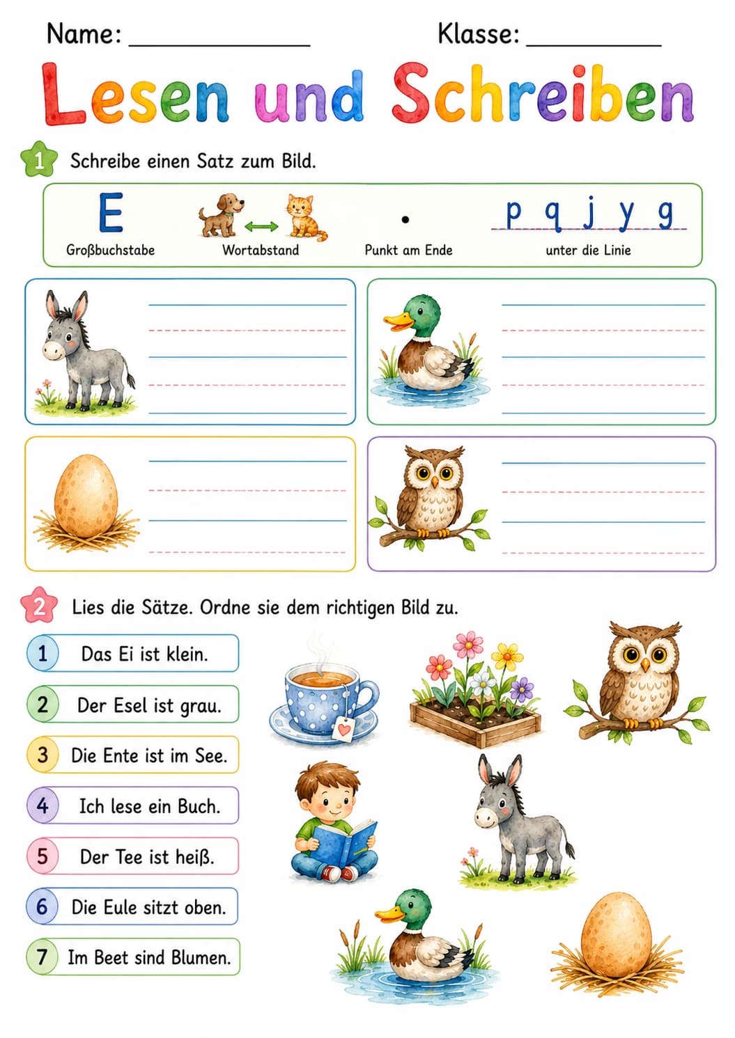 German Letter E Phonics Worksheets Pack page 8 printable worksheet preview