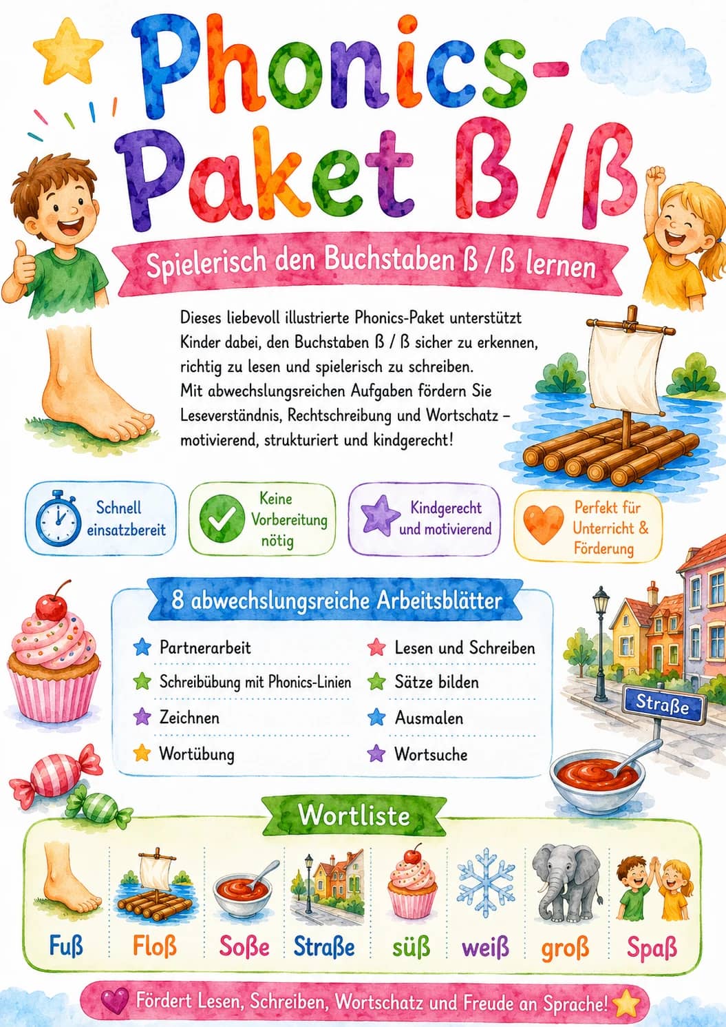 German Letter Eszett Phonics Worksheets Pack printable worksheet pack preview from KiwiBee