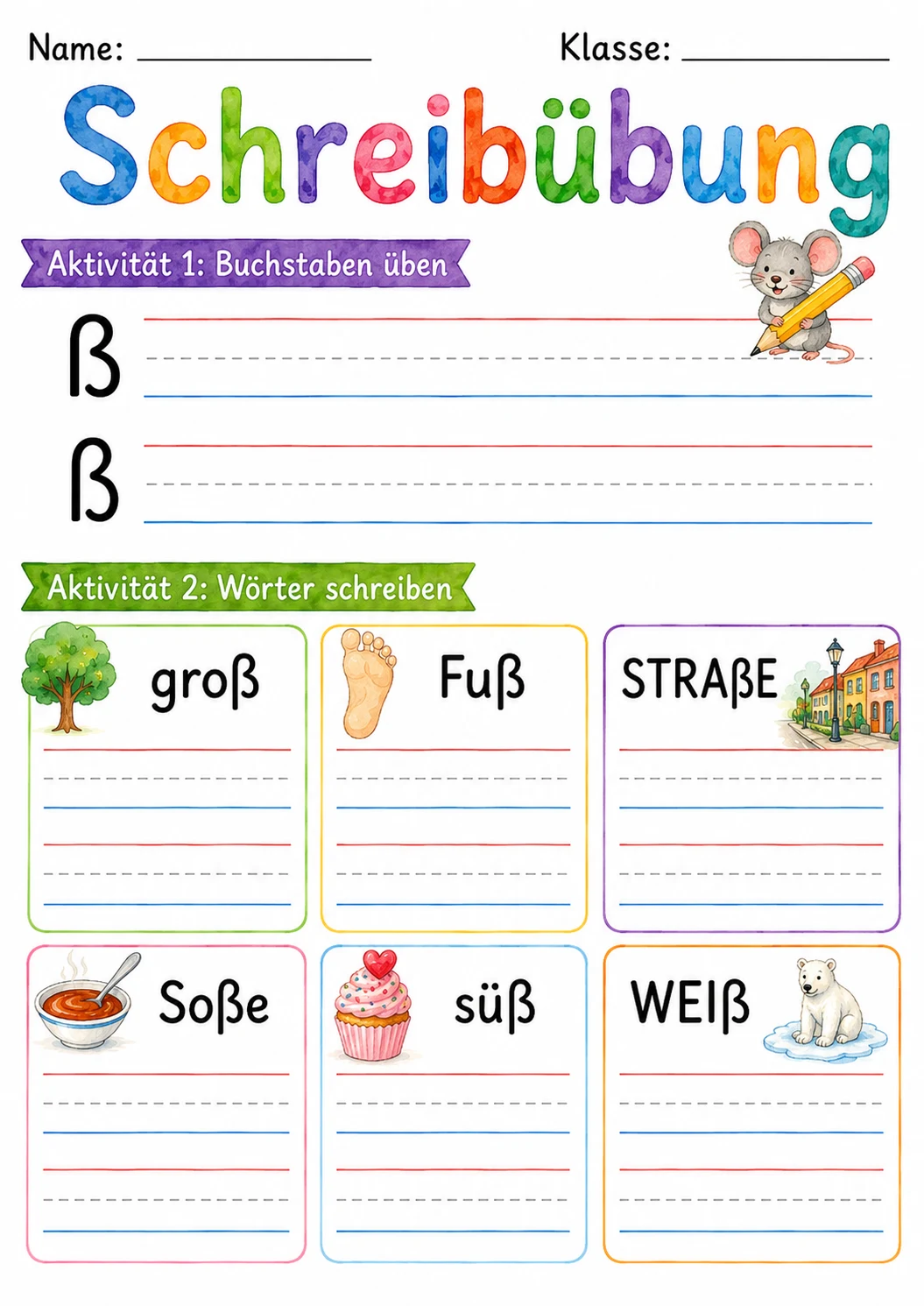 German Letter Eszett Phonics Worksheets Pack page 6 printable worksheet preview