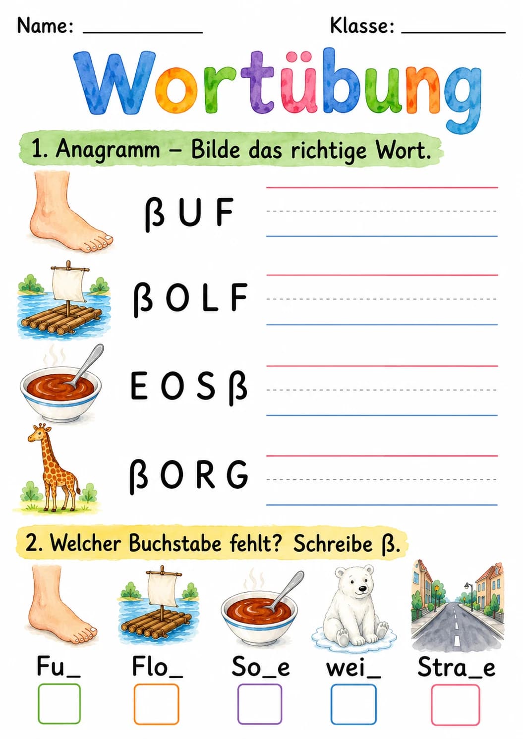 German Letter Eszett Phonics Worksheets Pack page 9 printable worksheet preview