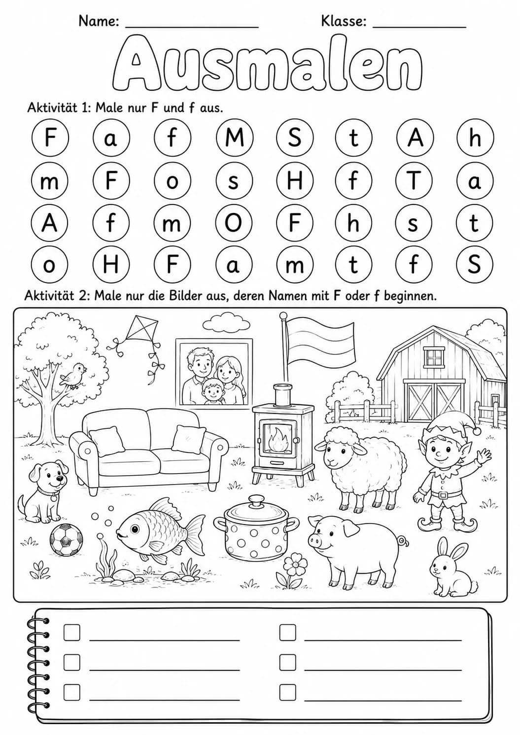 German Letter F Phonics Worksheets Pack printable worksheet pack preview from KiwiBee